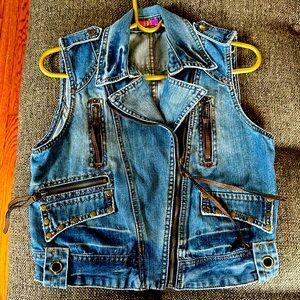 Kids blue jeans vest size large